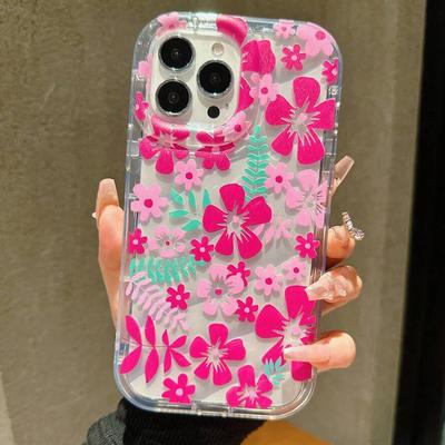 Bloem Zomer Roze Bloemen Telefoonhoesje Voor iPhone 13 11 12 14 15 16 Pro Max 16E XR X XS 7 8 Plus SE2 Schokbestendige Transparante Cover
