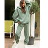 Autunno e inverno moda tinta unita maglione con cappuccio casual due pezzi tuta donne