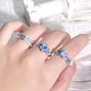 Blue Enamel Oil Drop Flower Bow Star Opening Ring Women'S Niche High-End Light Luxury Ring