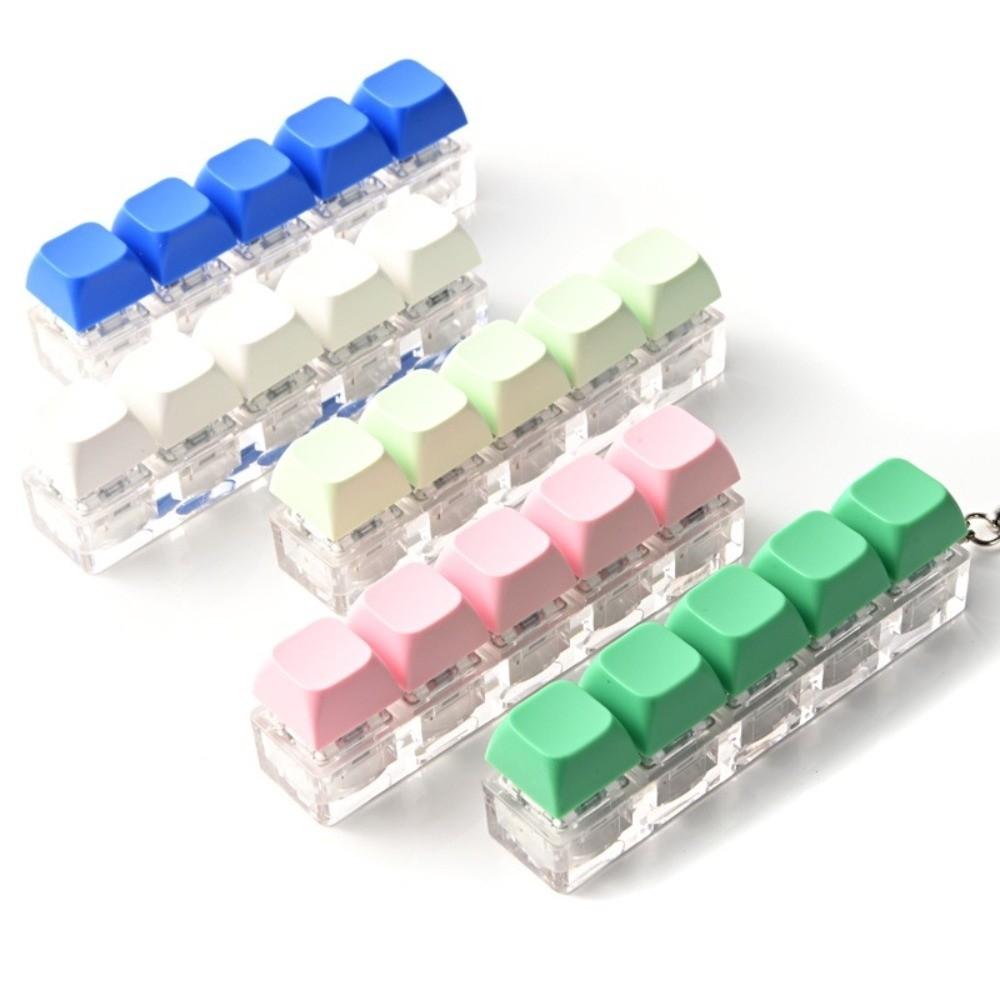 Key Button Decompression Toys 5 Keys Keyboard Fidget Keychain Relaxing Keycaps Keychain Toys Adult