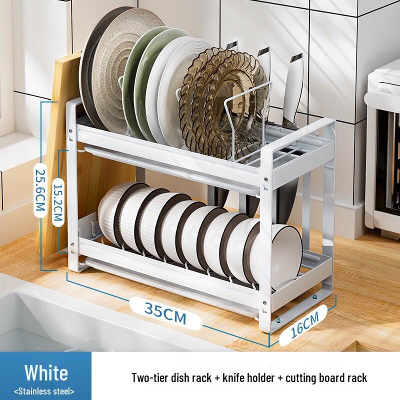

Stainless Steel Countertop Dish Drainer with Utensil Holders
