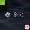 Simple Light Luxury Mozzarella Diamond Stud Earrings For Women, Classic Five-Claw S925 Sterling Silver Threaded Ear Jewelry