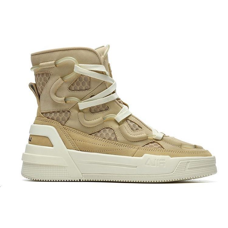 Lanvin X Fila Fabric Two-Layer Cowhide Fleece Casual Warm Wear-Resistant High-Top Sneakers Women Sneakers Wheat F12W144143FAB
