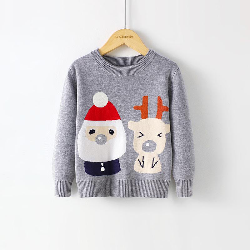 Children's Boys' Cartoon Pullover Knitwear Girls' Christmas Reindeer Sweater Young Ladies' New Year Autumn/Winter Woolen Knitwear
