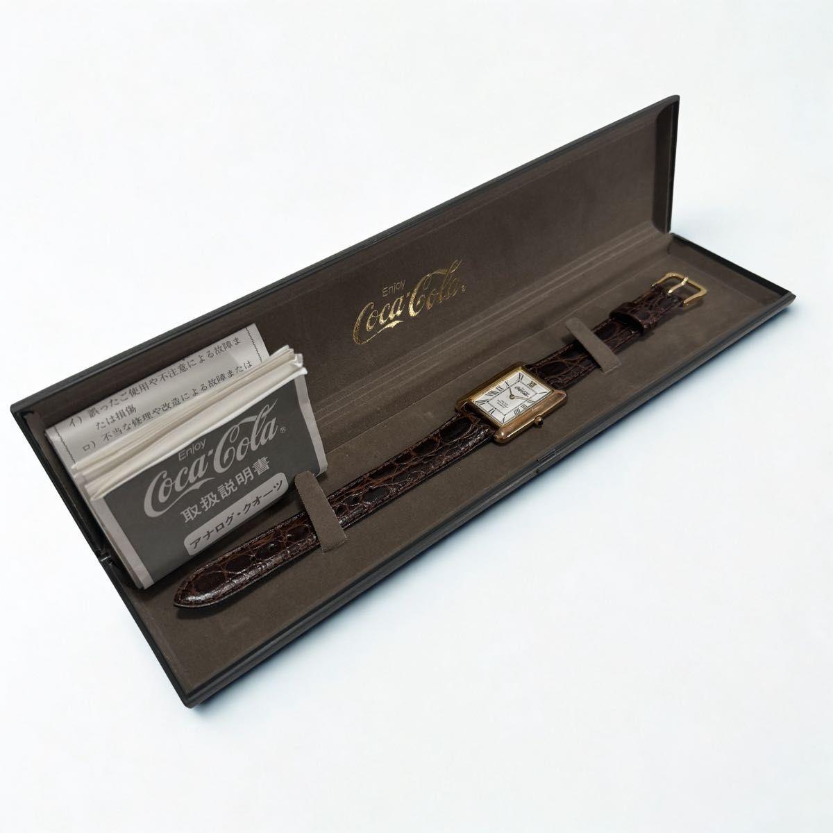 Used Rare Coca-Cola Coca-Cola Tender Watch Wristwatch Quartz Case with Instruction Manual Retro Not for Sale