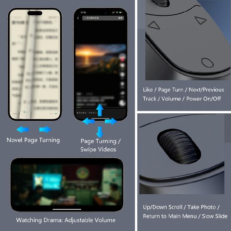 Low Latency Bluetooth-compatible Remote Control Small Touch Wheel Controller Wireless Cursors Controller Device for Ebook