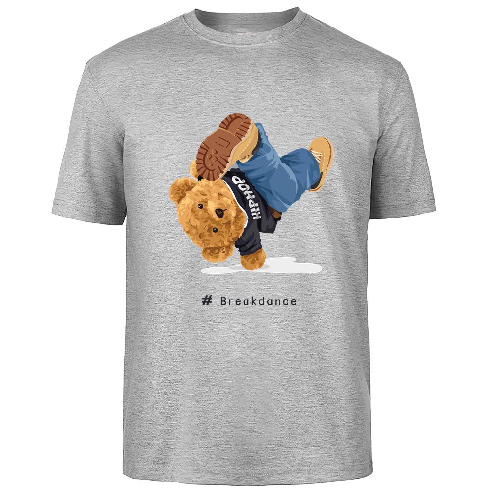 

Летняя мужская дышащая футболка высокого качества из 100% хлопка с принтом медведя в стиле хип-хоп, повседневная модная мужская уличная одежда в стиле хип-хоп