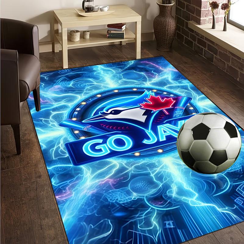 Blue Jays Baseball Season Rug Office Carpet Non-Slip Mat, Chair Rug Floor Covering for Gaming, Bedroom, Living Room , Home Decor Christmas Gift