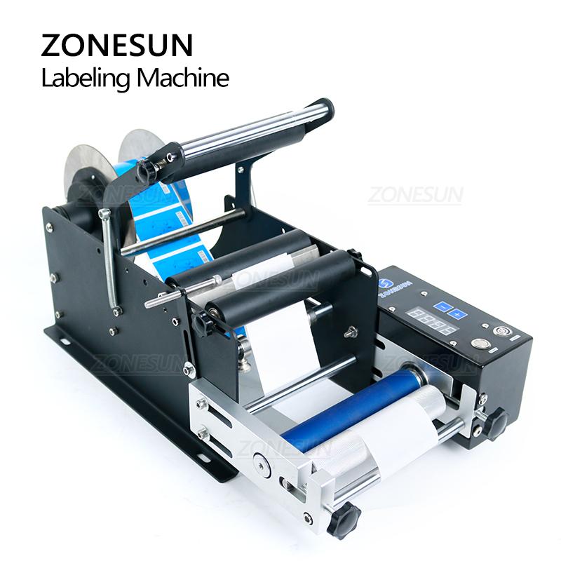 ZONESUN ZS-TB50SM Semi-automatic Glass Jar Labeler Shampoo Juice Plastic Round Bottle Self-adhesive Labeling Machine