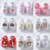 Unisex Cartoon Baby Crib Shoes, Soft Anti-Slip Dot Sole Magic Tape Cotton Infant Pre-Walkers, Breathable Newborn First Walking Shoes