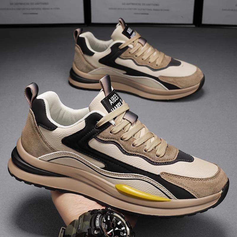 Sports men's shoes spring and autumn 2024 new leather surface waterproof and non-slip leisure work soft sole labor insurance tide shoes