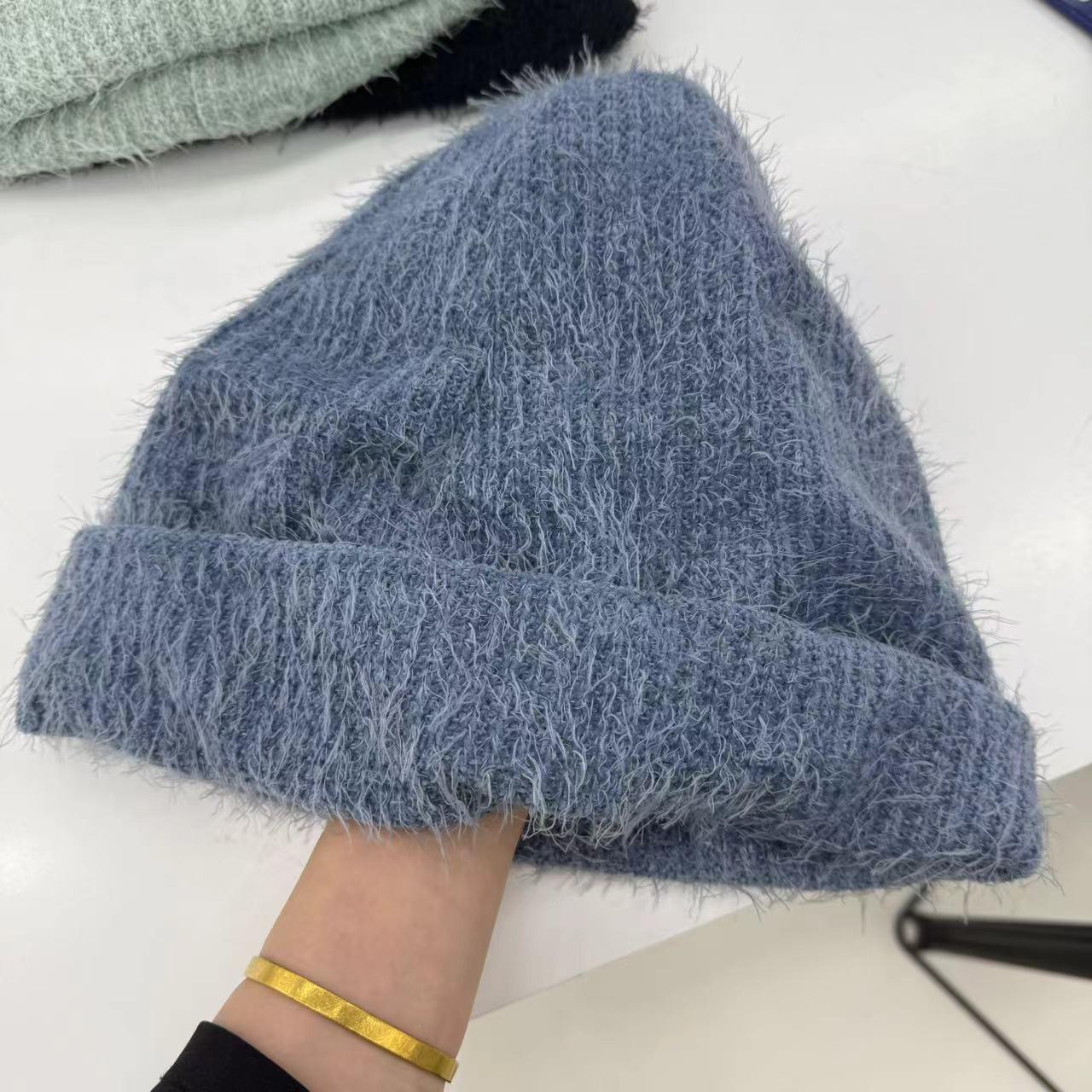 

Шапка-бини с большим обхватом головы, атмосфера, женская, осень-зима, новая, с защитой ушей, теплая, ветрозащитная, утолщенная, шерстяная, вязаная шапка adult average size (54-60cm) синий
