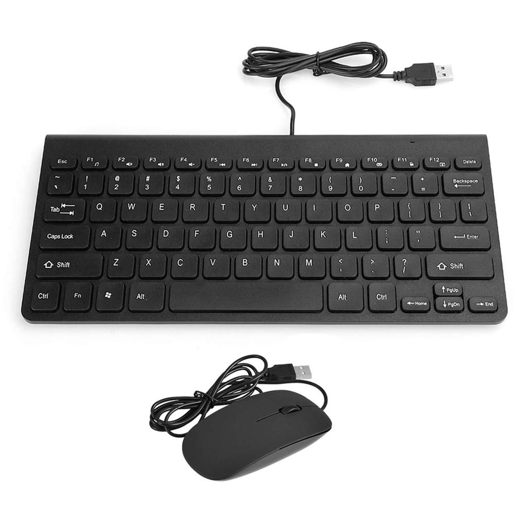 Jectse Wired Keyboard and Mouse Set, Ultra-Slim USB Wired Keyboard with Optical Mouse and Mouse, Plug and Play, Round Keycaps, for PC Laptops (Black)