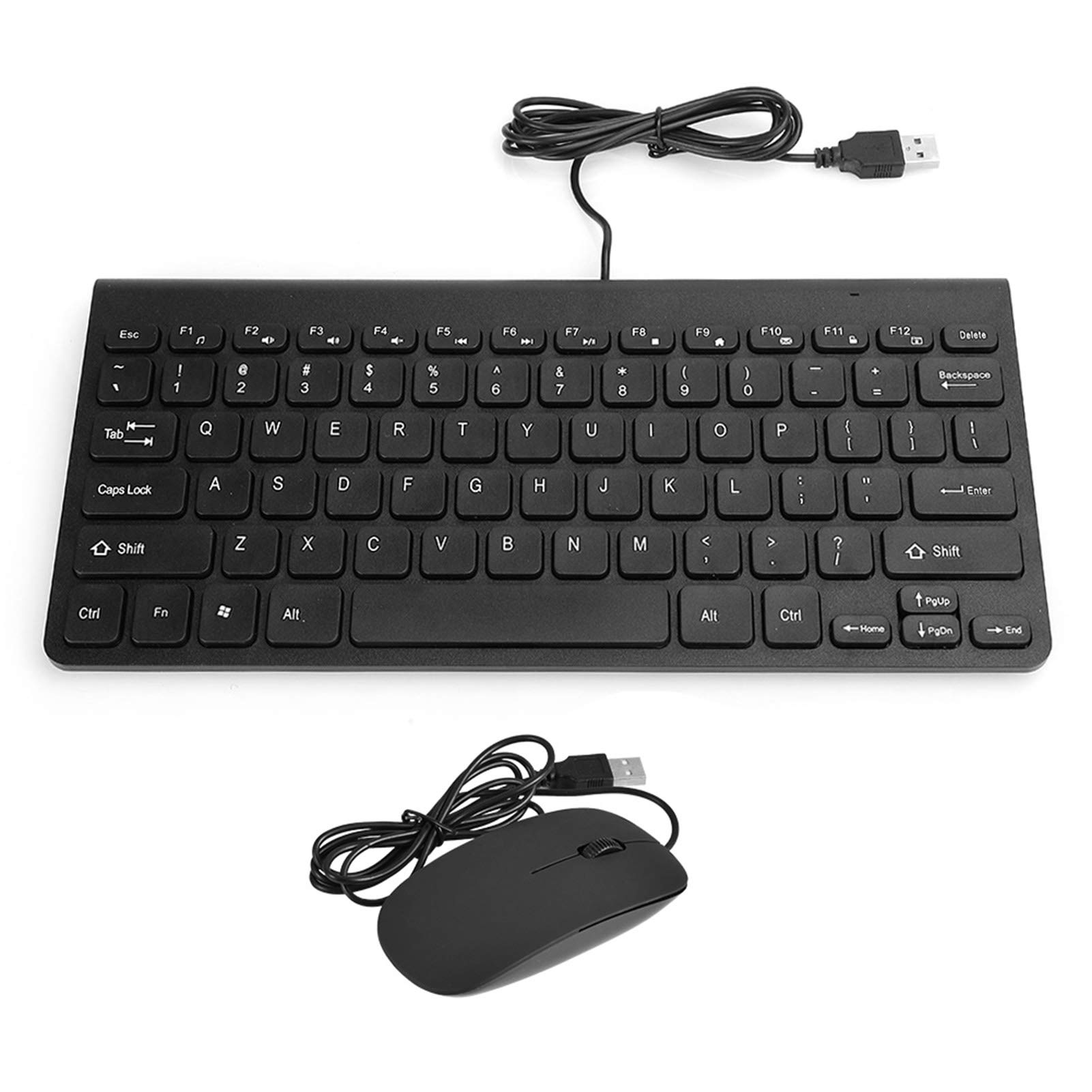 

Jectse Wired Keyboard and Mouse Set, Ultra-Slim USB Wired Keyboard with Optical Mouse and Mouse, Plug and Play, Round Keycaps, for PC Laptops (Black)