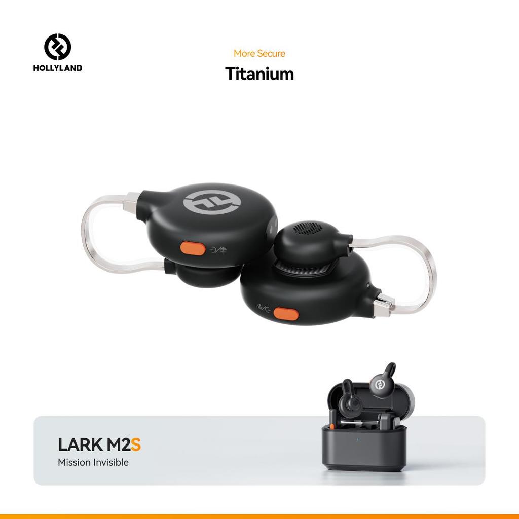 Hollyland Lark M2S Wireless Microphone with USB-C Plug for iPhoneand Android, Titanium Clip, Plug-and-Play, 300m Range, for Vlogging, YouTube