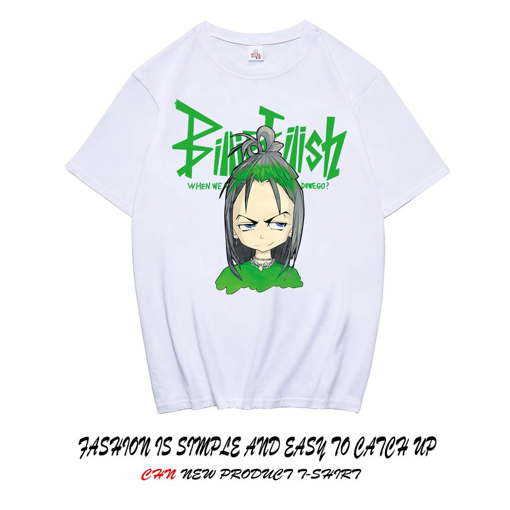 Billie Eilish Çevre Birimleri Grafik Baskılı Kısa Kollu Gömlek Erkek Kadın Bol Günlük Üstler Oversize Pamuklu Sokak Giyimi Y2K Tarzı Tişört