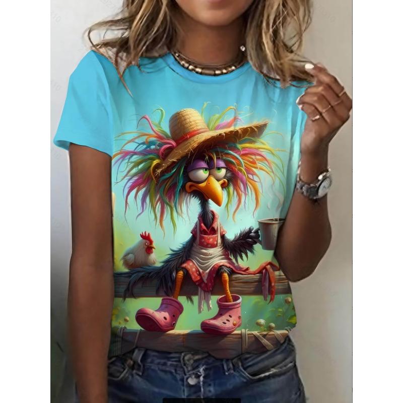 Casual Ladies Short Sleeve Fashion Printed Top Loose T-Shirts Women’s