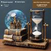 Retro Iron Tower Music Box with Luminous Crystal Ball Hourglass - Perfect for Desktop Ornament or Small Gift for Graduation, Qixi, or Valentine's Day.