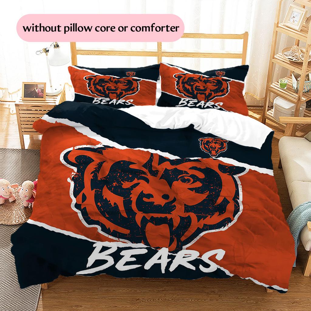 Chicago Bears Pattern Bedding Quilt Set  Home Decoration  Gift (1 * duvet cover + 2 * pillowcase  without core)