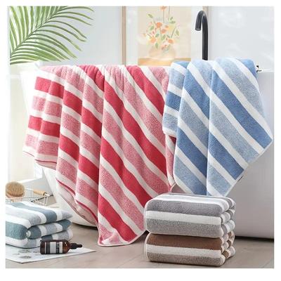 Thickened Absorbent Bath Towel Soft Face Towel Two-Color Striped Bath Towel Towel for Home Bathroom