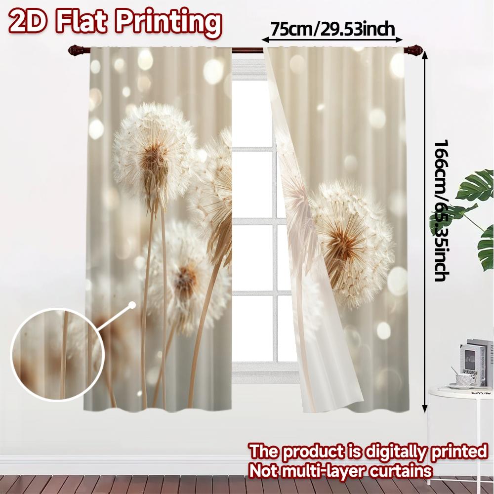 Set Of 2 Flat Printing Curtains Without Rod Dandelion Whisper Popular Window Treatment Fabric Decorations Made Polyester