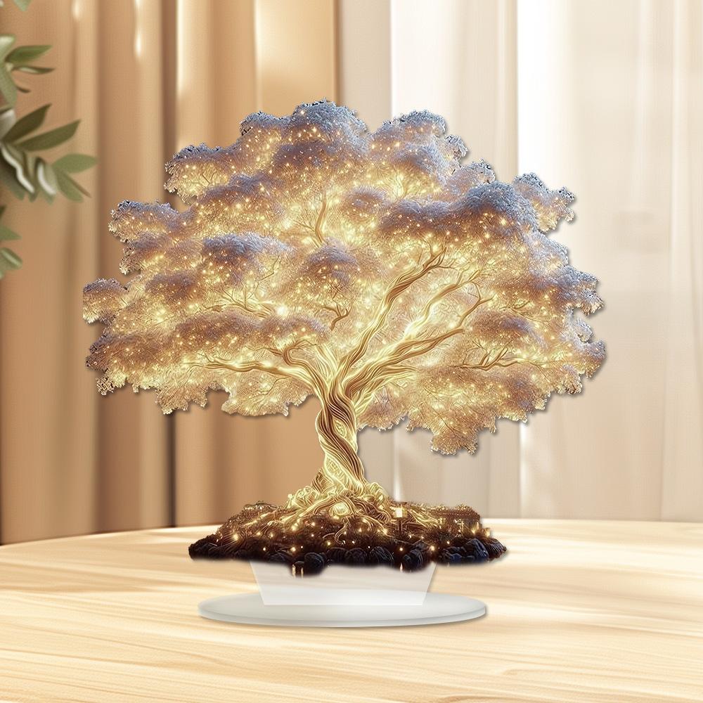Multi Colored Acrylic Tree of Life Desktop Decoration Blooming Life Home Ornament with Waterproof Base