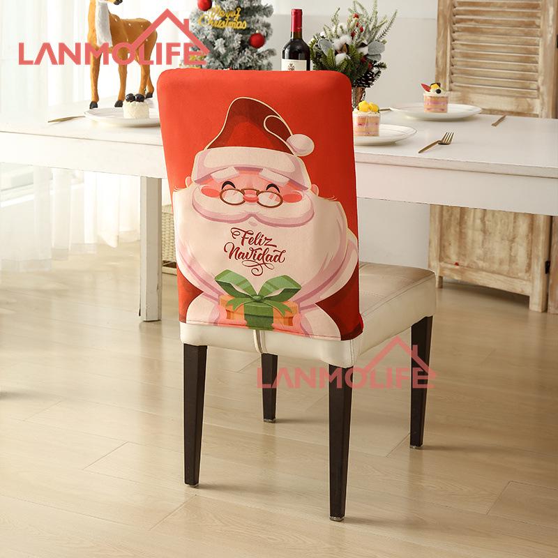 Vánoční potah na sedák Netkaný kreativní Santa Claus perníkový panáček potištěný potah na židli Slavnostní stolování Atmosféra Dekorace Čalounění