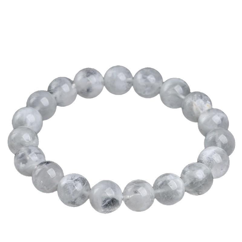 Hongchu Crystal Natural Snowflake Phantom Round Bead Bracelet  Natural White Snowflake Phantom Bracelet