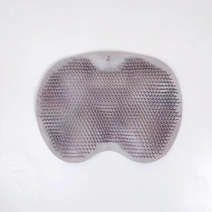 

1 шт. Силиконовый массажный коврик для ног для ванной с нескользящими присосками, коврик для душа и настенная мочалка для спины темно-серого