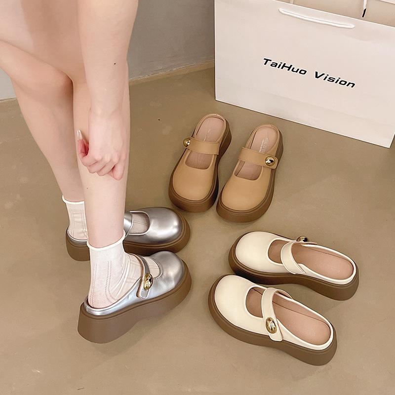 French Birkenstock Mary Jane Cool Slippers Women's 2025 Summer New Models with Skirts Women's Shoes Muffin Platform Japanese Slippers