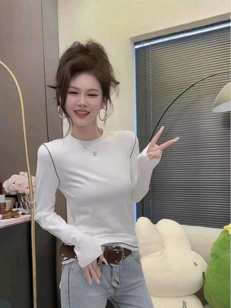 2025 Fall/Winter Women's Round Neck Velvet Long Sleeve T-shirt - Chic Inner & Outer Layer Base