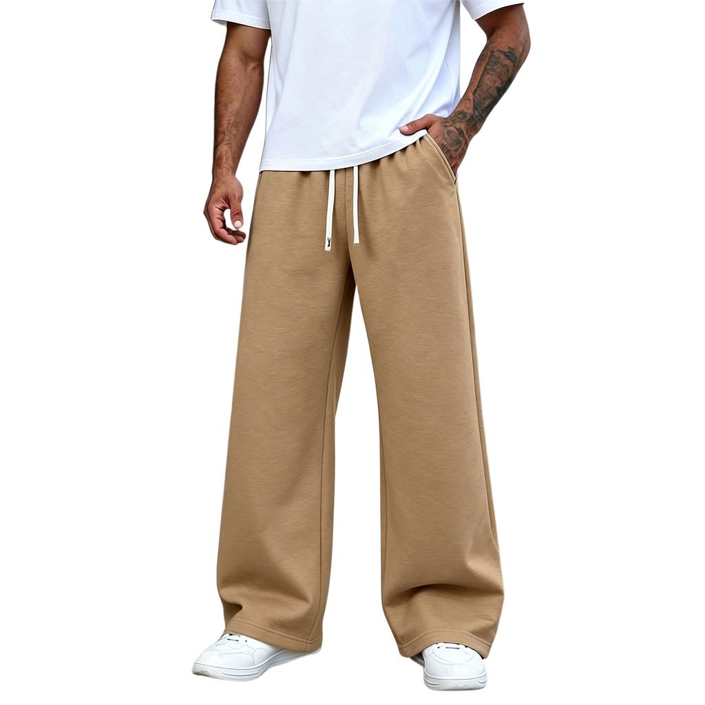 Pantalon de survêtement décontracté à jambe droite de couleur pour homme