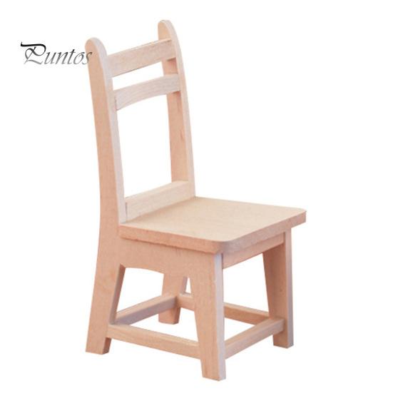 Dřevěná nebarvená miniaturní ozdoba na nábytek na židličku pro 1/12 domečku pro panenky