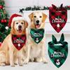 Red Green Grid Dog Saliva Towel Santa Claus Triangle Bandana Christmas Dog Scarf  Holiday Party