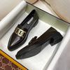 Fashion British Metal Chain Small Leather Shoes Women Oxfords Sneakers Derbies Shallow Pointed Toe Thick Heels Loafers Ladies Flats 2025