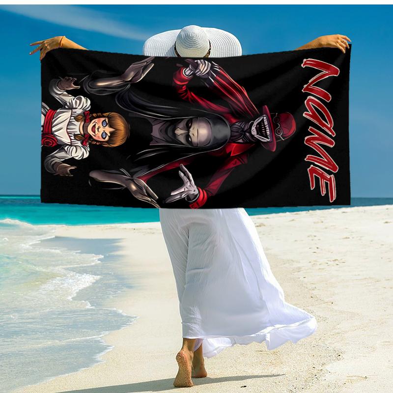 Personalized customized proof beach towel with Pennywise the Dancing Clown pattern - soft, absorbent,quick-drying,perfect swimming,camping&bathing