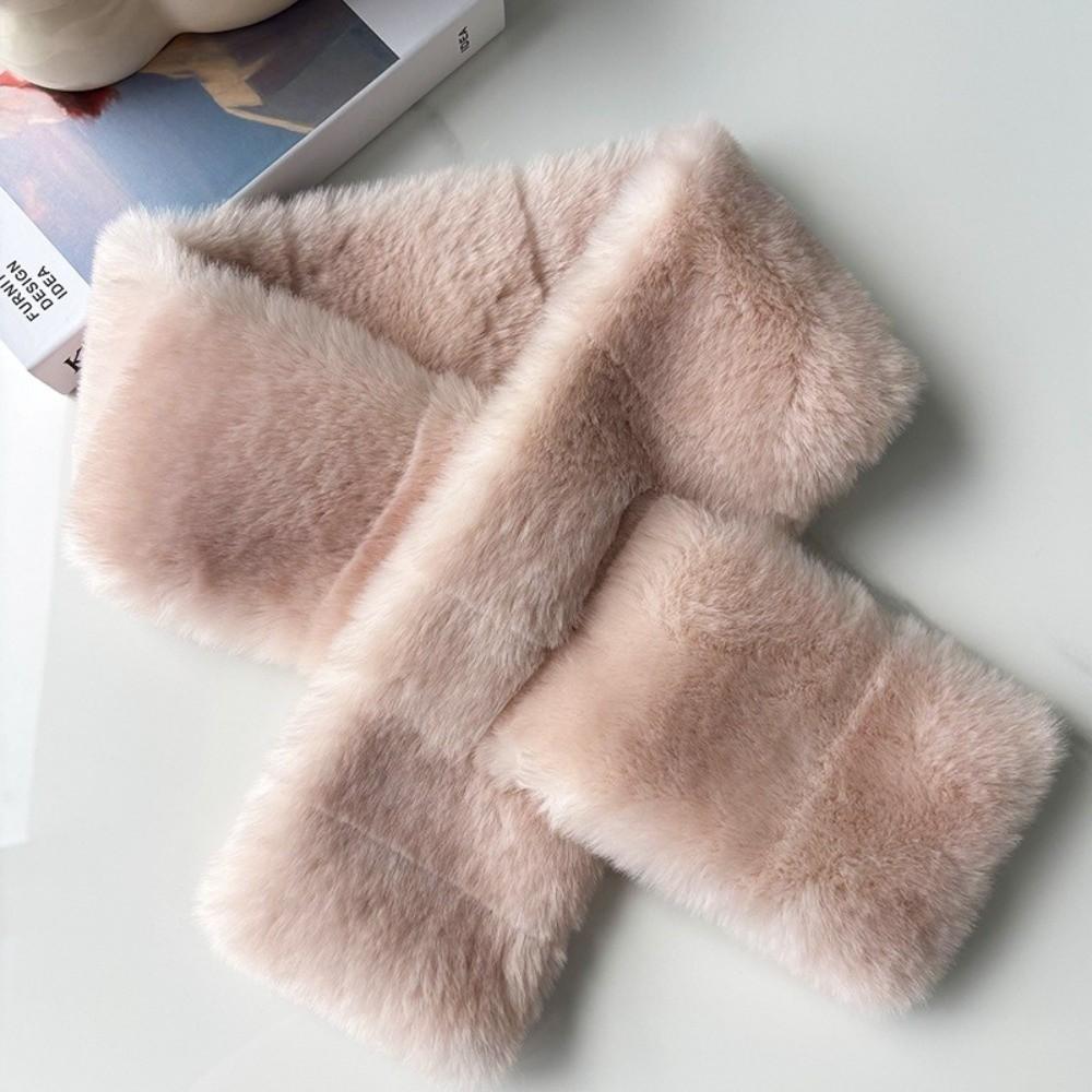 Soft Plush Cross Scarf Furry Winter Collar Scarf Korean Style Neck Scarf Women Girl