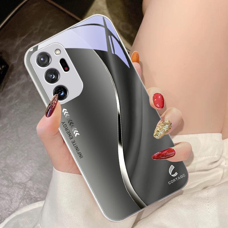 Tempered Glass Phone Case For Samsung Galaxy Note 8 9 10 PRO 20 Ultra A01 02 03 Core 04E 4G A10 12 13 5G Liulian Sunset Red