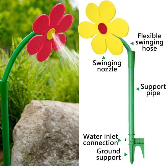 Dancing Flower Water Sprinkler Crazy Flower Sprinkler with Spike 360-Degree Rotating Lawn Sprinkler for Yard Watering Garden Irrigation Kids