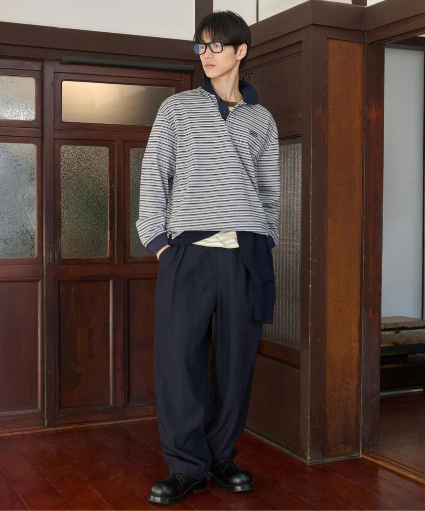 COVERNAT Multi-Stripe Collar Long Sleeve Green