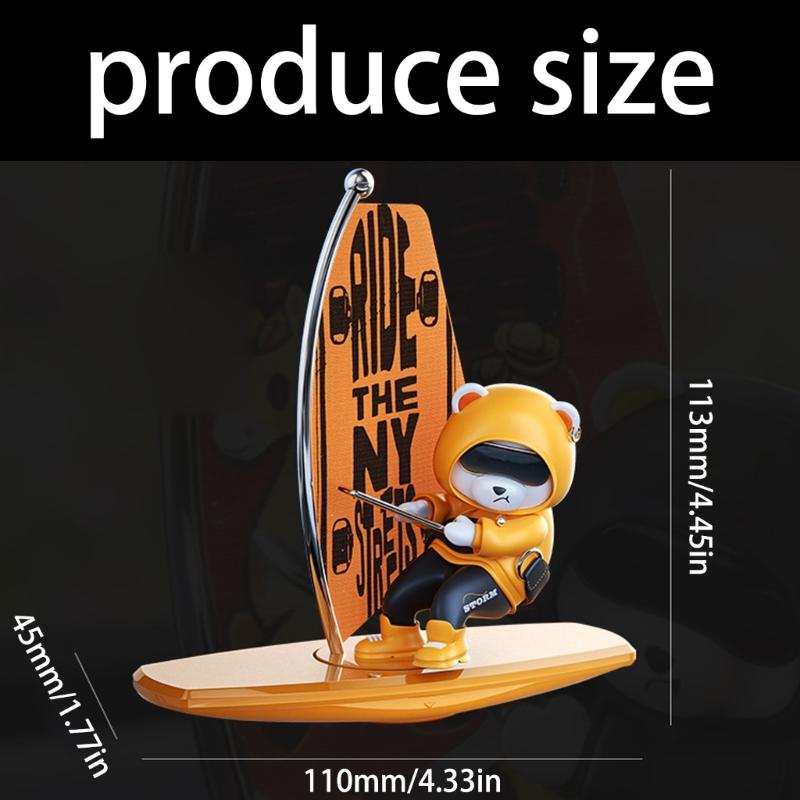 Entertaining Cute Surfing Bear Ornament Car Dashboard Decoration That Swings And Rotates For A Fun Driving Experience