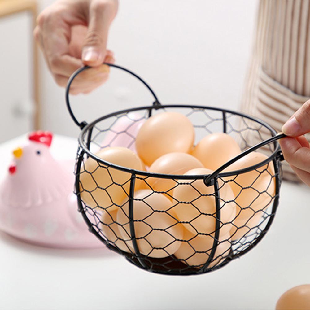 Iron Ceramic Hen Ornament Egg Fruit Storage Basket Container Kitchen Supplies Kitchen Tableware