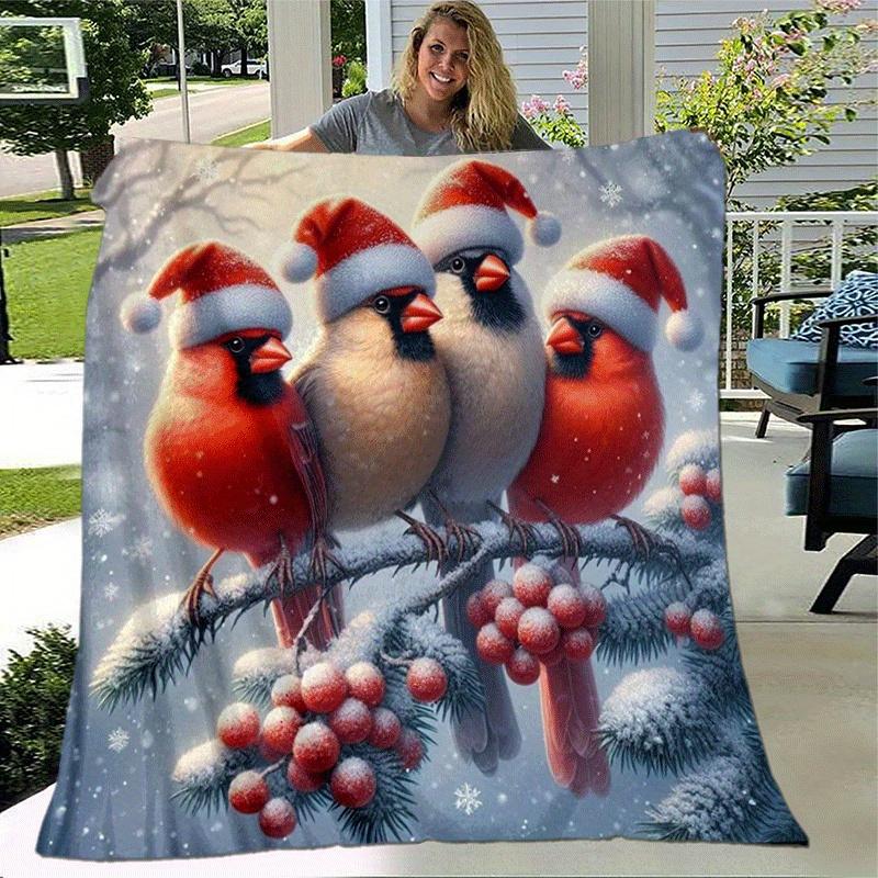 1pc Merry Christmas Printing Lightweight Flannel Blanket, Comfortable and Warm Blanket, for Camping Sofa Bed and Couch Office, Suitable for G