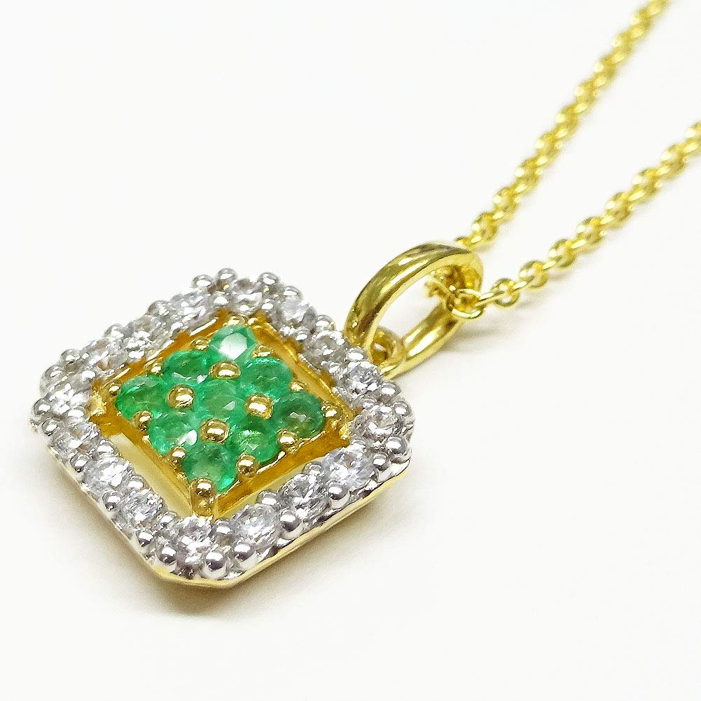 And Me Jewelry Emerald Necklace Pendant CZ Diamond Entourage Mystery Square Necklace [You Box]