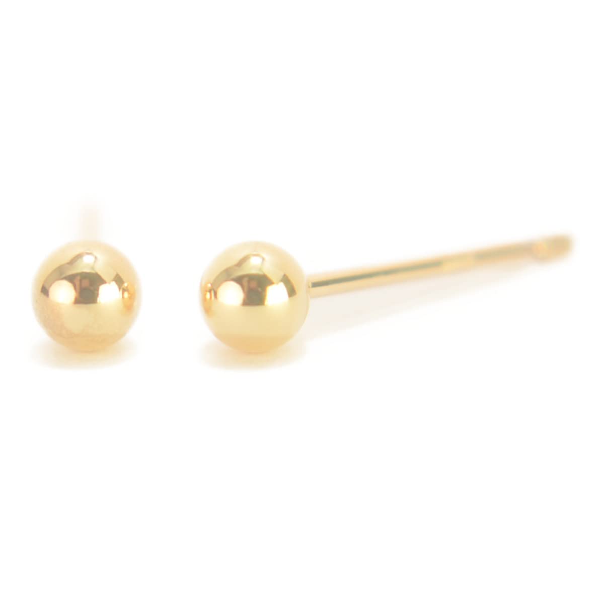 

K10 Yellow Gold Round Ball Earrings 3mm Ball Earrings 10K Gold 1 Pair for Both Ears Made in Japan yokomountain Lock (Double Catch)