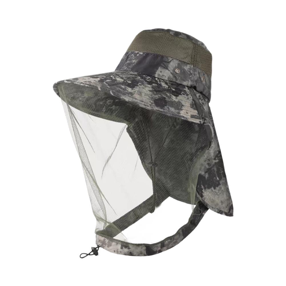 Outdoor Mosquito Hat Mesh Repellent Insect Bee Breathable Full Coverage Fishing Hat Summer Hiking Protection Sun Camping Hat зелёный