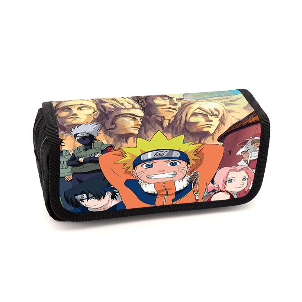 NARUTO Cartoon Anime Pencil Box Double Layer Flip Pen Case Lightweight Stationery for Kids School Daily Use,Boys&Girls Ages 5-11