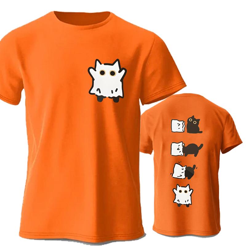 Summer T-shirts Streetwear Boo Black Cat Graphics Printed Tees for Women Men Clothing Horror Spooky Season Tops T Shirt Unisex
