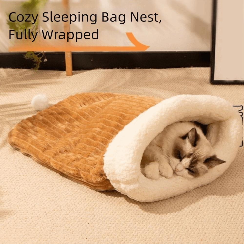 Niedlicher Katze Schlafsack Taschenart Halbgeschlossen Kätzchen Steppdecke Bett Kältebeständig Verdickt Winter Katzenbett Winter