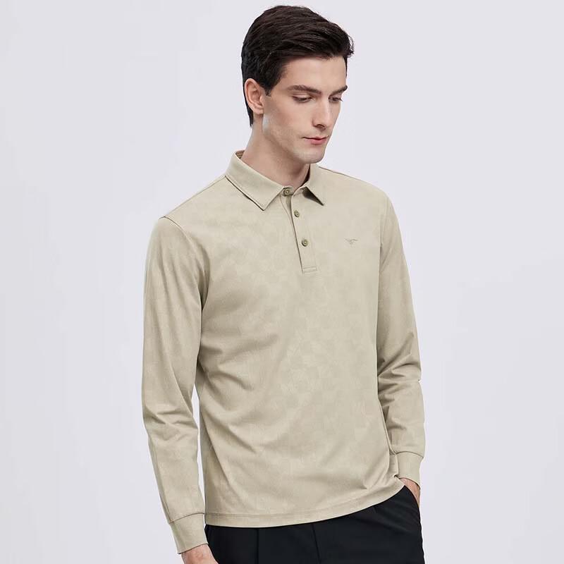 SEPTWOLVES Men's Antibacterial Moisture-Wicking Long-Sleeve Polo Shirt